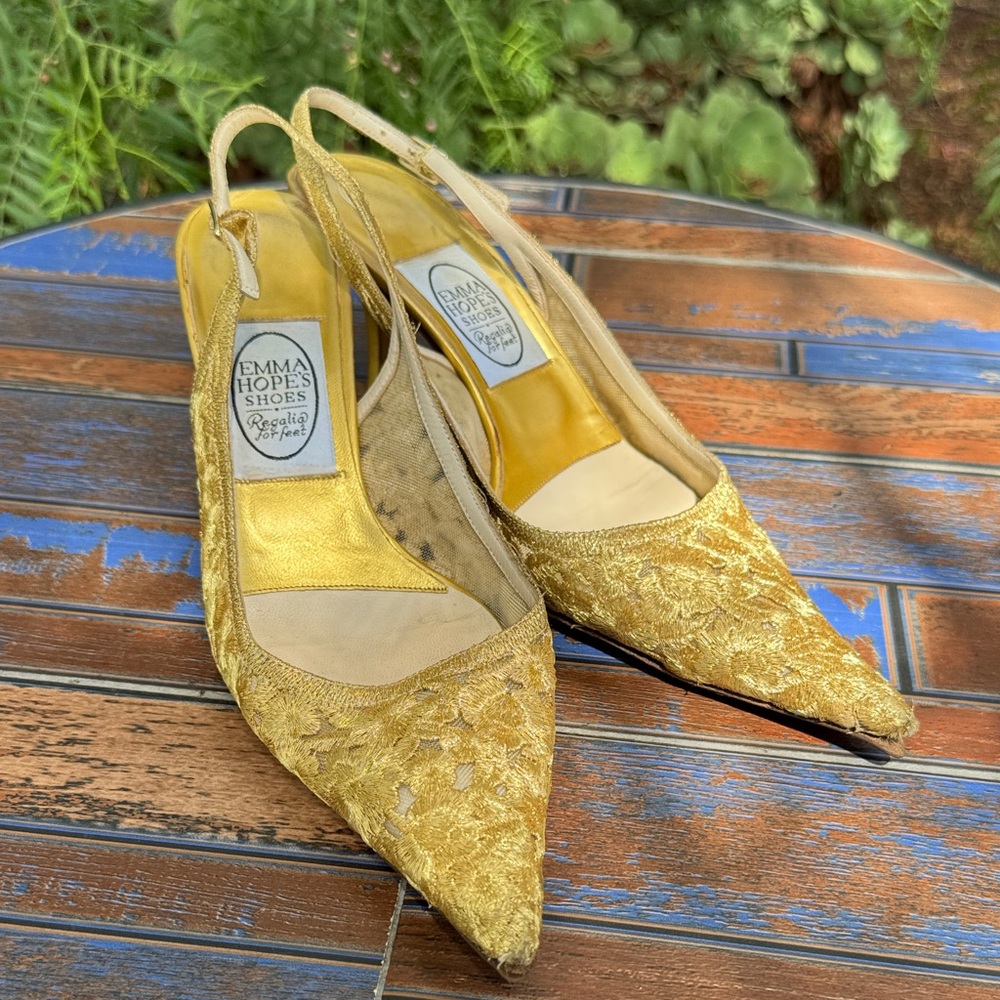 Hope's Gold Lace Heels
